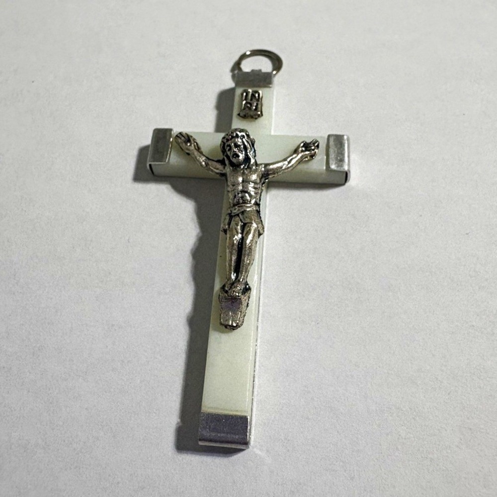 Vintage Catholic Luminous  Crucifix Pendant Made in Italy For Rosary Pendant